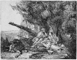 Giovanni Domenico Tiepolo - Die Ruhe auf der Flucht nach Ägypten.
