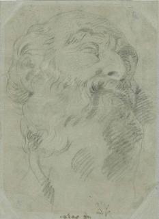Giovanni Domenico Tiepolo - Head Of A Bearded Man Looking Up, To The Right