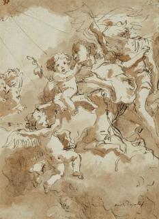 Giovanni Domenico Tiepolo - Madonna mit Kind, von Engeln umgeben