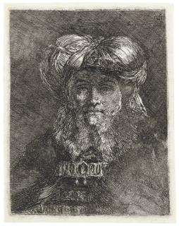 Giovanni Domenico Tiepolo - Old Man, in the Manner of Rembrandt, from Raccolta di Teste I (De Vesme 140; Rizzi 184)