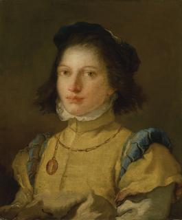 Giovanni Domenico Tiepolo - Portrait Of A Young Woman Dressed As A Page, Bust-Length