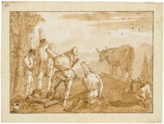 Giovanni Domenico Tiepolo - Punchinellos digging a grave