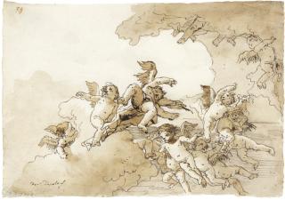 Giovanni Domenico Tiepolo - Putti in the clouds