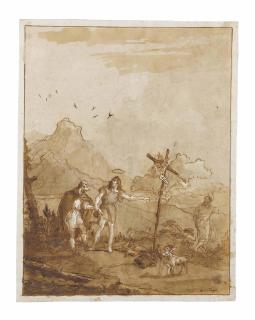 Giovanni Domenico Tiepolo - Saint André incité par saint Jean-Baptiste à suivre le Christ