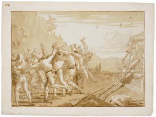 Giovanni Domenico Tiepolo - The apparition of the skeleton of Punchinello before his tomb
