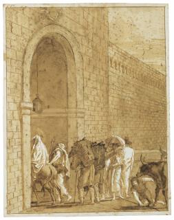 Giovanni Domenico Tiepolo - The Holy Family entering Memphis