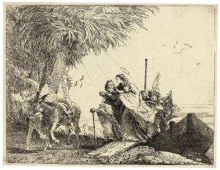 Giovanni Domenico Tiepolo - Two plates from: The Flight into Egypt (de Vesme 16 & 18; Rizzi 82 & 84)