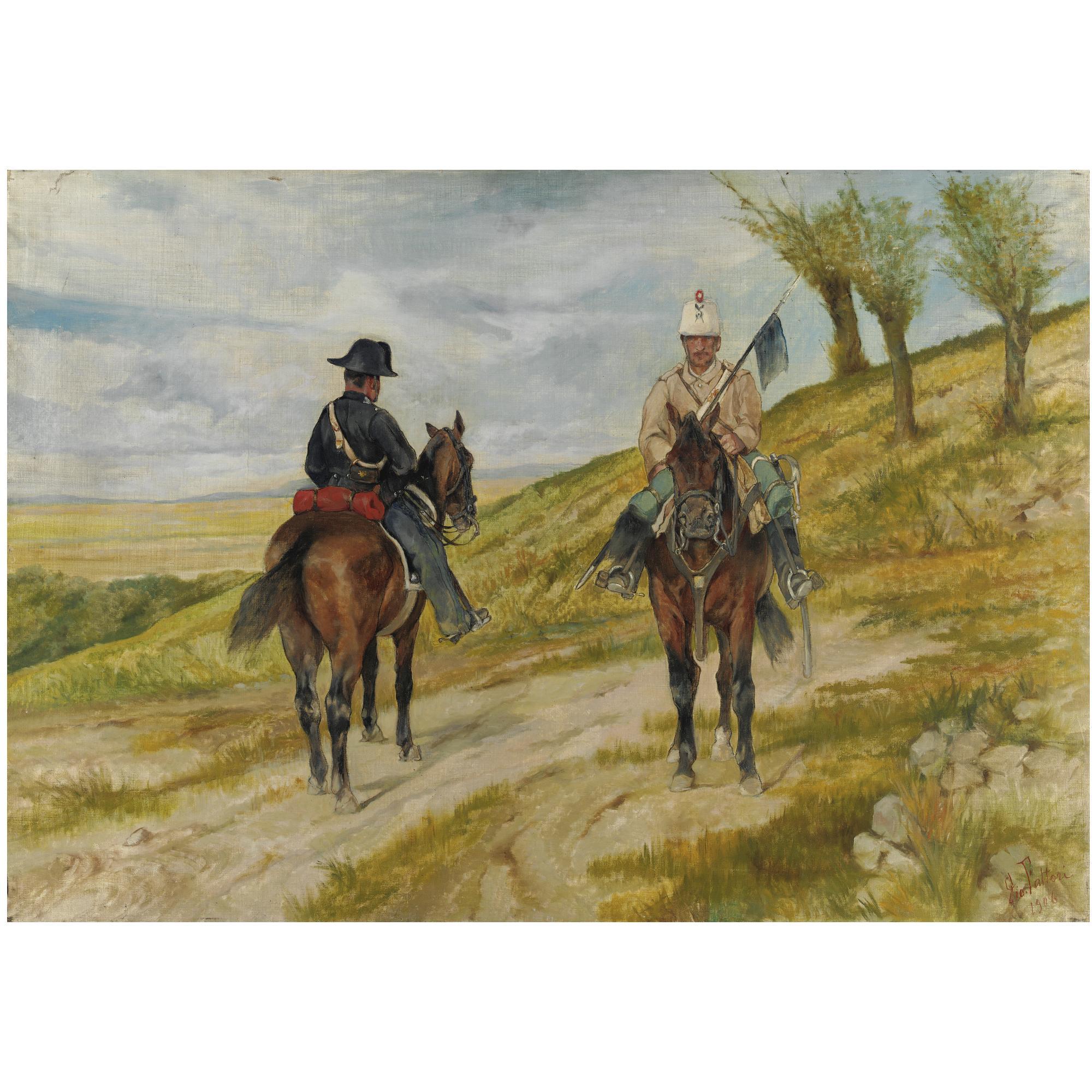 Giovanni Fattori - Cavalleggero E Carabiniere A Cavallo