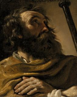Giovanni Francesco Barbieri, Called Guercino - Saint Alexius in a brown wrap, holding a staff