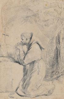 Giovanni Francesco Barbieri, Il Guercino - Saint Francis contemplating at a crucifix