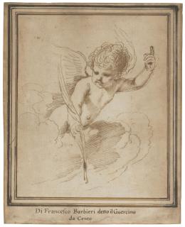 Giovanni Francesco Barbieri, Il Guercino - Study of a putto holding a palm branch