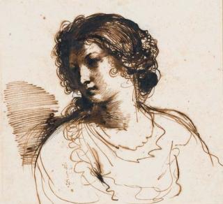 Giovanni Francesco Barbieri - Jeune femme en buste regardant vers la gauche