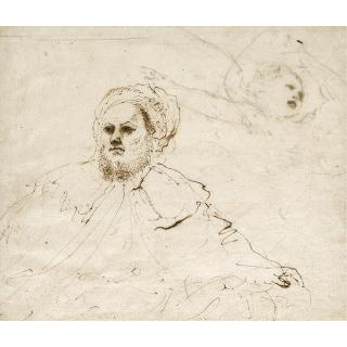 Giovanni Francesco Barbieri - Recto: Study Of A Seated Man Wearing A Cape And Cap, Possibly A King Verso: Study Of An Angel