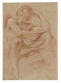 Giovanni Francesco Barbieri - Study of a seated young man looking to the left
