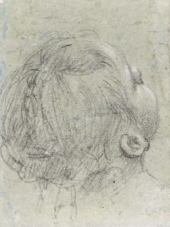 Giovanni Francesco Barbieri - Tête de petite fille regardant en haut à droite