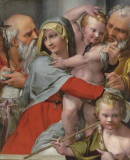 Giovanni Francesco Bezzi, Il Nosadella - The Holy Family with Saints John the Baptist and Jerome