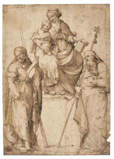 Giovanni Francesco Bezzi - The Virgin And Child With Saints Thomas And Anthony Abbot