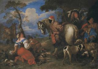 Giovanni Francesco Castiglione - Rest During The Falcon Hunt