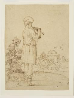Giovanni Francesco Grimaldi - Joueur de flûte dans un paysage