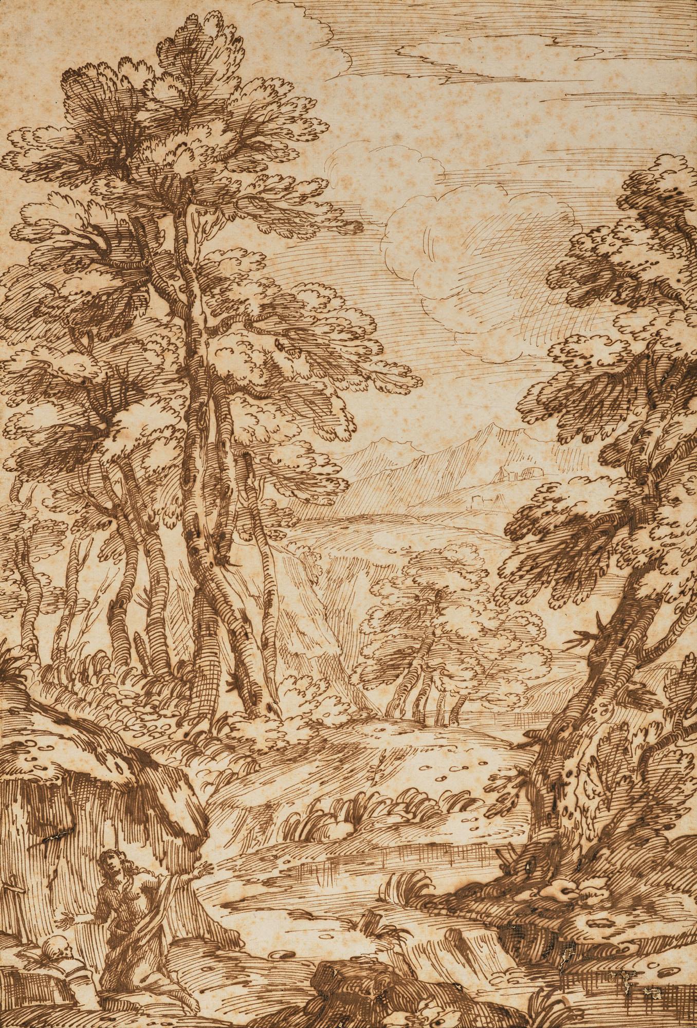 Giovanni Francesco Grimaldi - Paysage Arboré Avec Marie-Madeleine Pénitente
