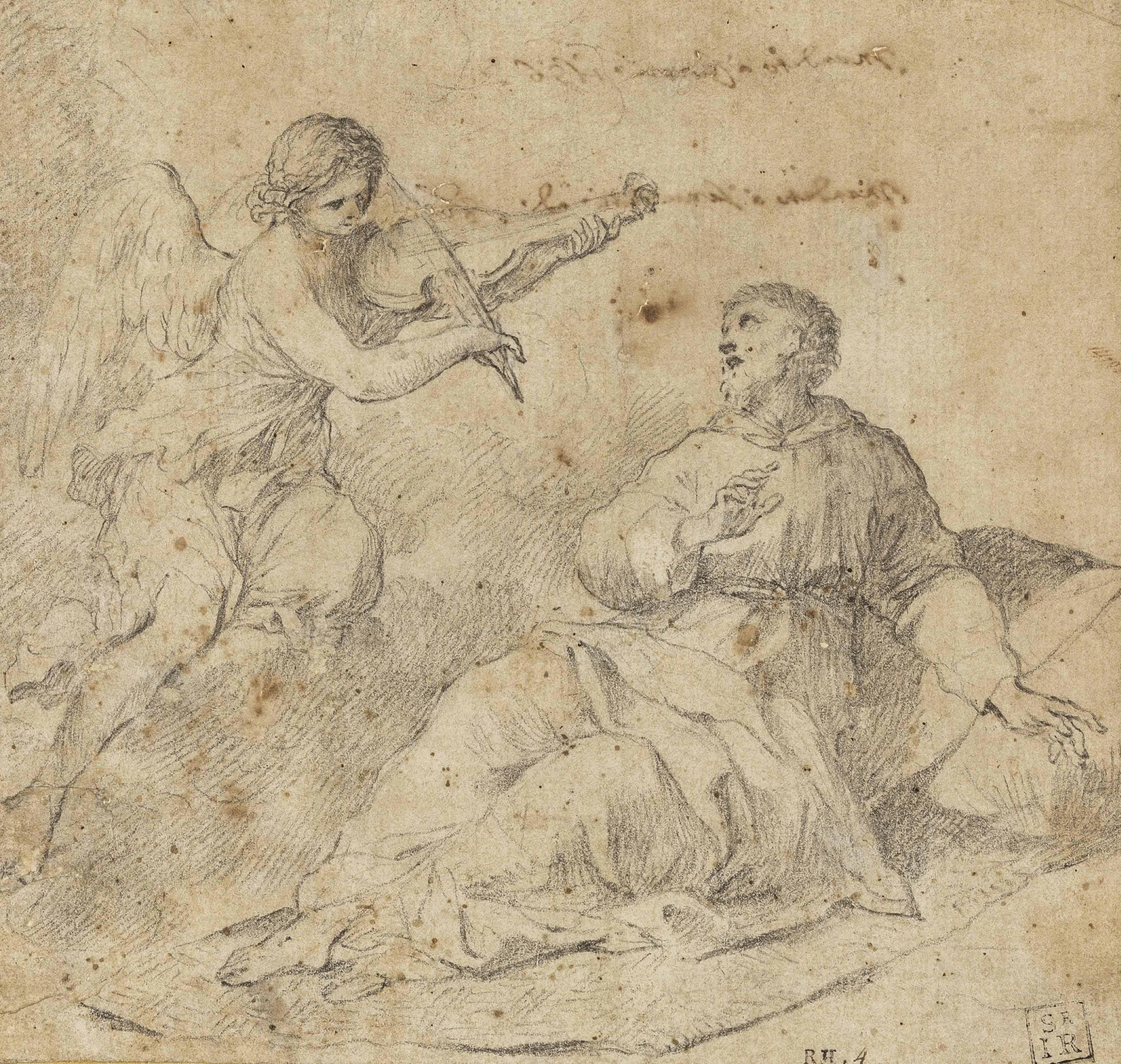 Giovanni Francesco Romanelli - An Angel Violinist Appearing To Saint Francis Of Assisi