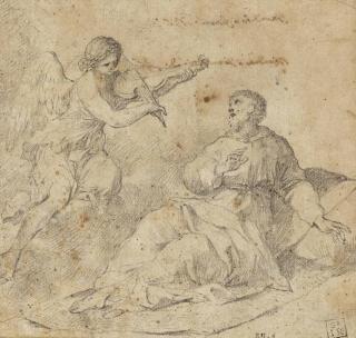 Giovanni Francesco Romanelli - An Angel Violinist Appearing To Saint Francis Of Assisi
