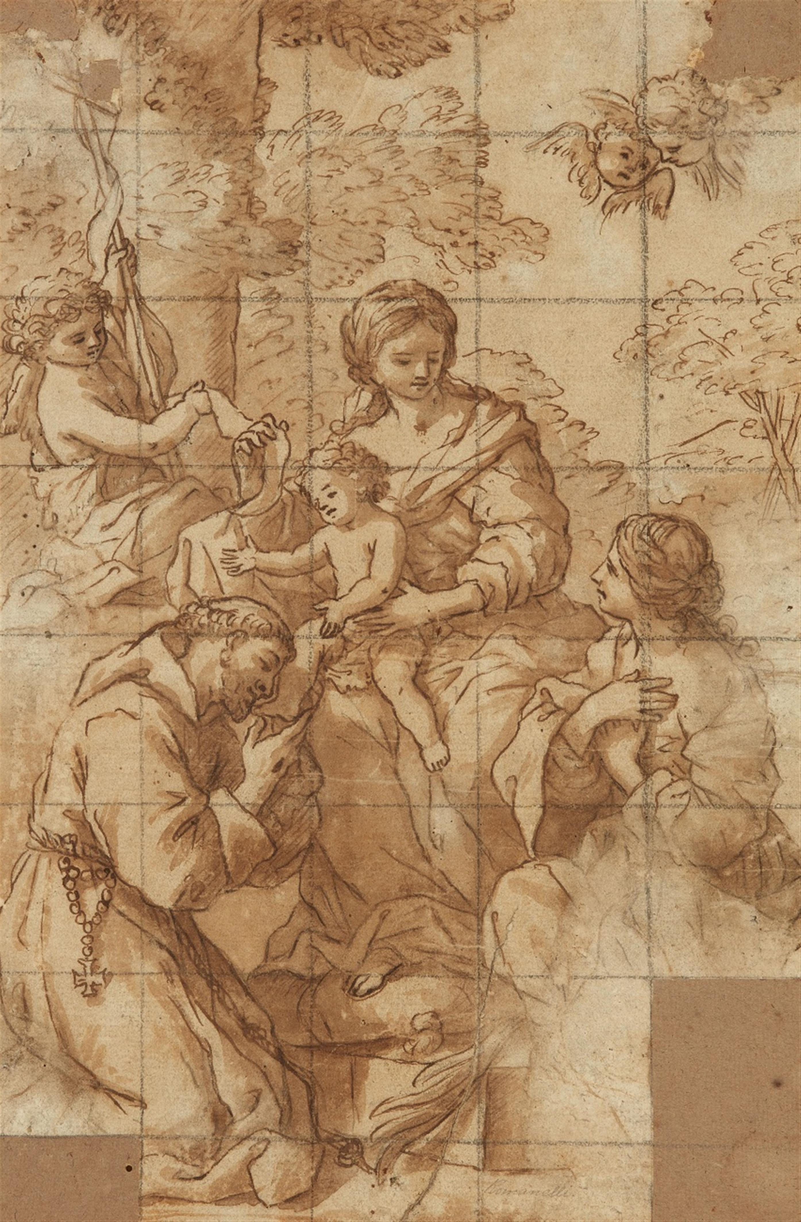Giovanni Francesco Romanelli - Maria mit Kind, dem Johannesknaben und Franz von Assisi
