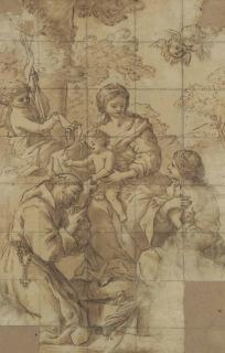 Giovanni Francesco Romanelli - The Madonna and Child with the Infant Baptist and Saints Francis and Catherine