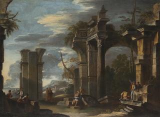 Giovanni Ghisolfi - Rovine romane con figure