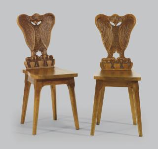 Giovanni Giacometti - 2 Stabellen mit Eulenmotiv, um 1910