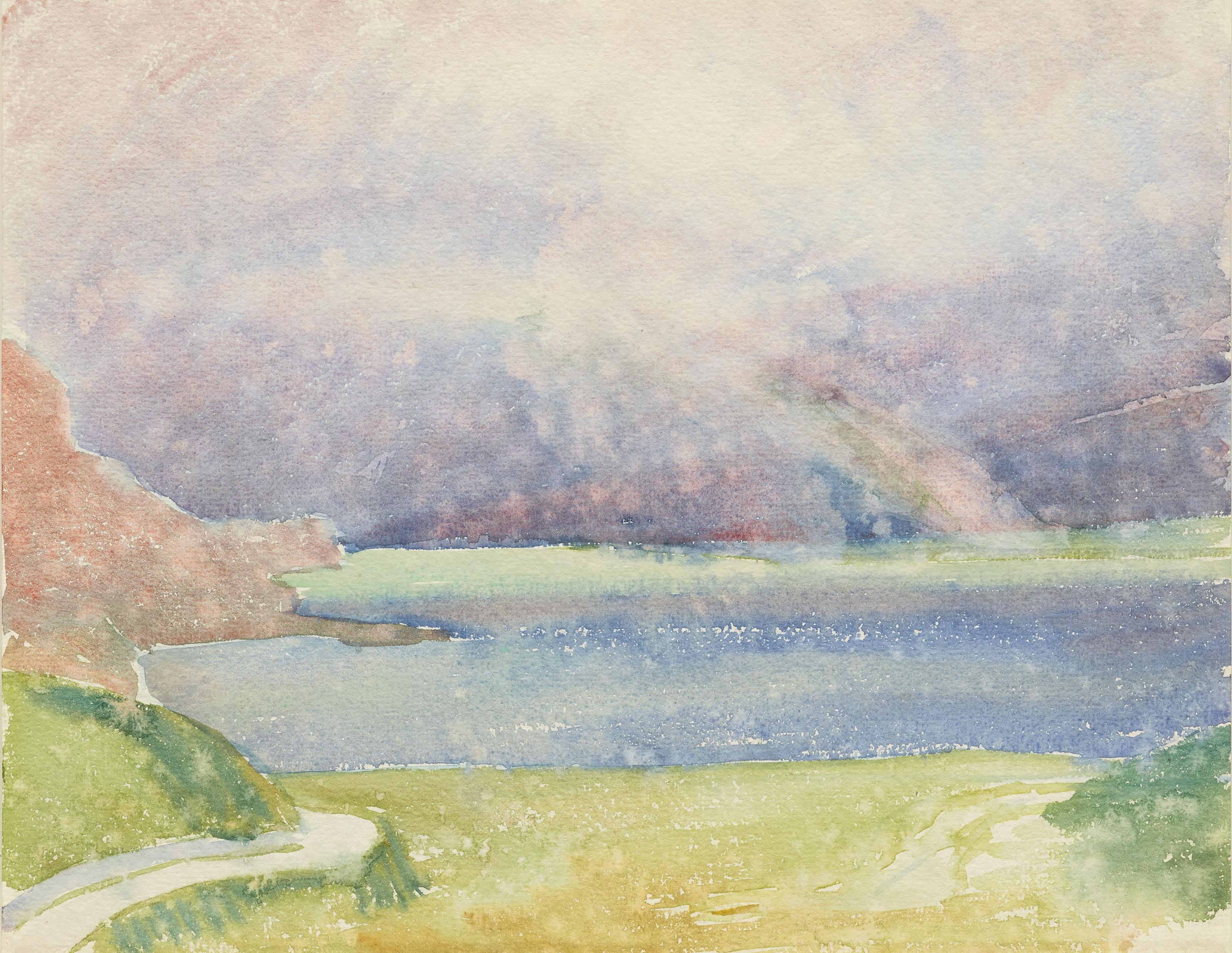 Giovanni Giacometti - Blick von Maloja auf den Silsersee mit Regenbogen