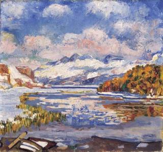 Giovanni Giacometti - Blick von Maloja über den halbgefrorenen Silsersee, 1924