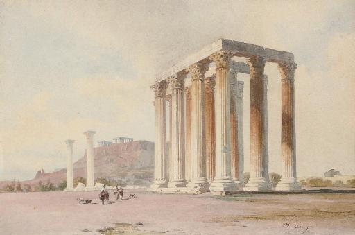 Giovanni Giordano Lanza - Travellers before the Acropolis