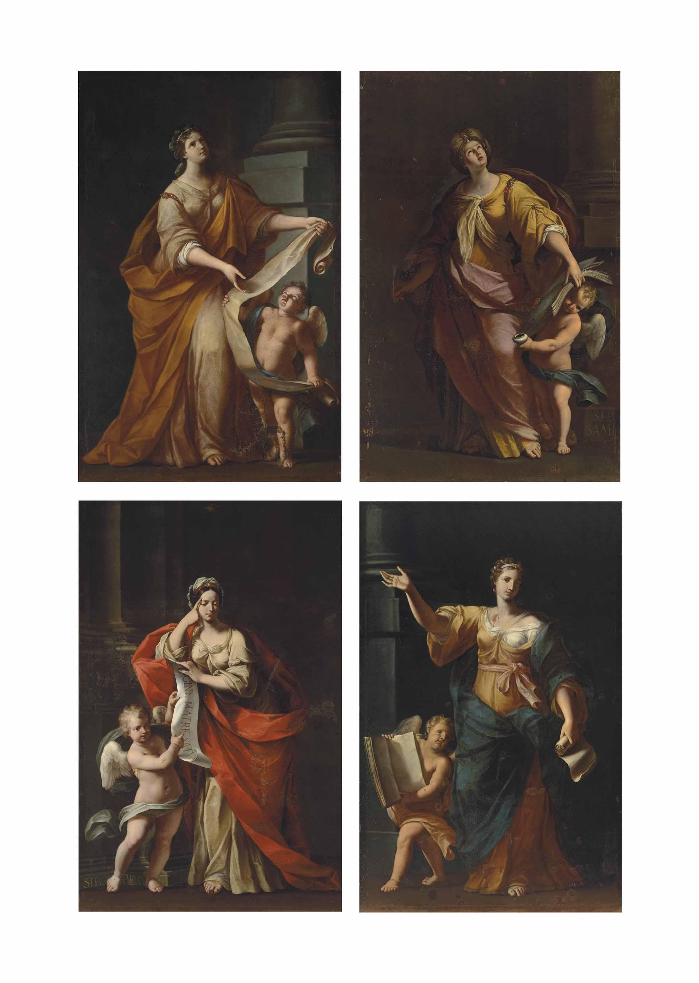 Giovanni Girolamo Bonesi - A Sibyl With A Putto Holding A Scroll; The Samian Sibyl; The Persian Sibyl; And A Sibyl With A Putto Holding A Book