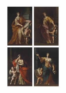 Giovanni Girolamo Bonesi - A Sibyl With A Putto Holding A Scroll; The Samian Sibyl; The Persian Sibyl; And A Sibyl With A Putto Holding A Book