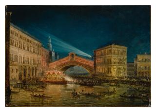 Giovanni Grubacs - Night-time view of the Rialto on the Feast of the Redentore