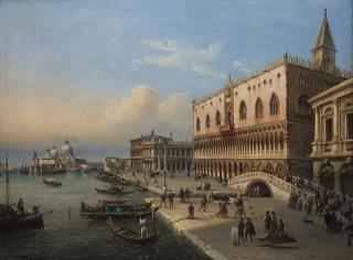Giovanni Grubacs - Scorcio di Venezia con Palazzo Ducale e la Punta della Dogana