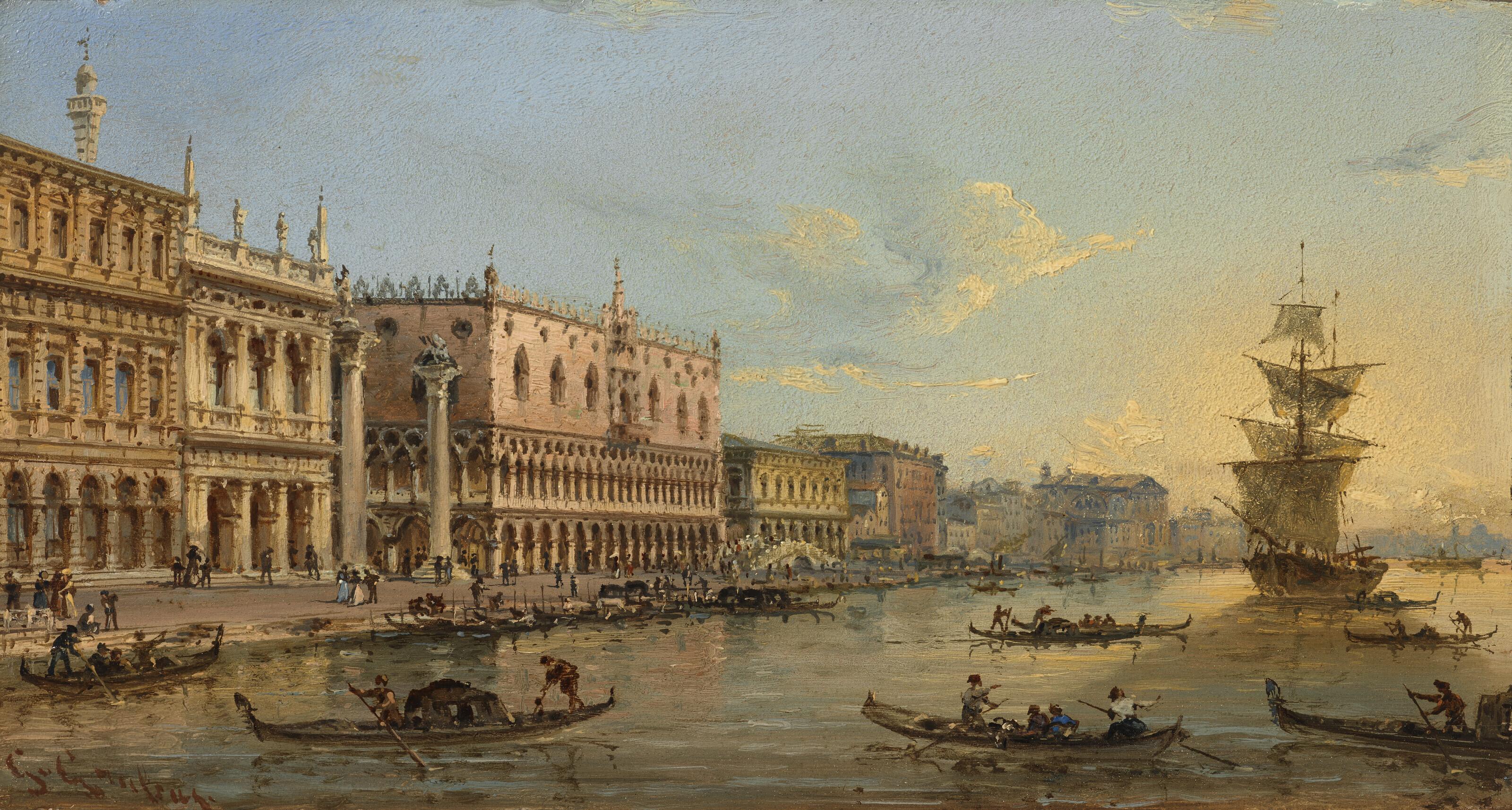 Giovanni Grubacs - The Doge\'s Palace and Grand Canal, Venice