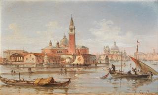 Giovanni Grubacs - Venice, The Bacino di San Marco, with the Piazzetta and the Doge\'s Palace; Venice, The Punta della Dogana with S. Maria della Salute each 15 x 24.5cm (5 7/8 x 9 5/8in).
