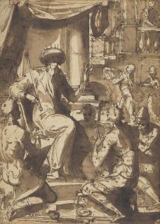 Giovanni Guerra - A scene from the Book of Esther: King Ahasuerus with his scribes