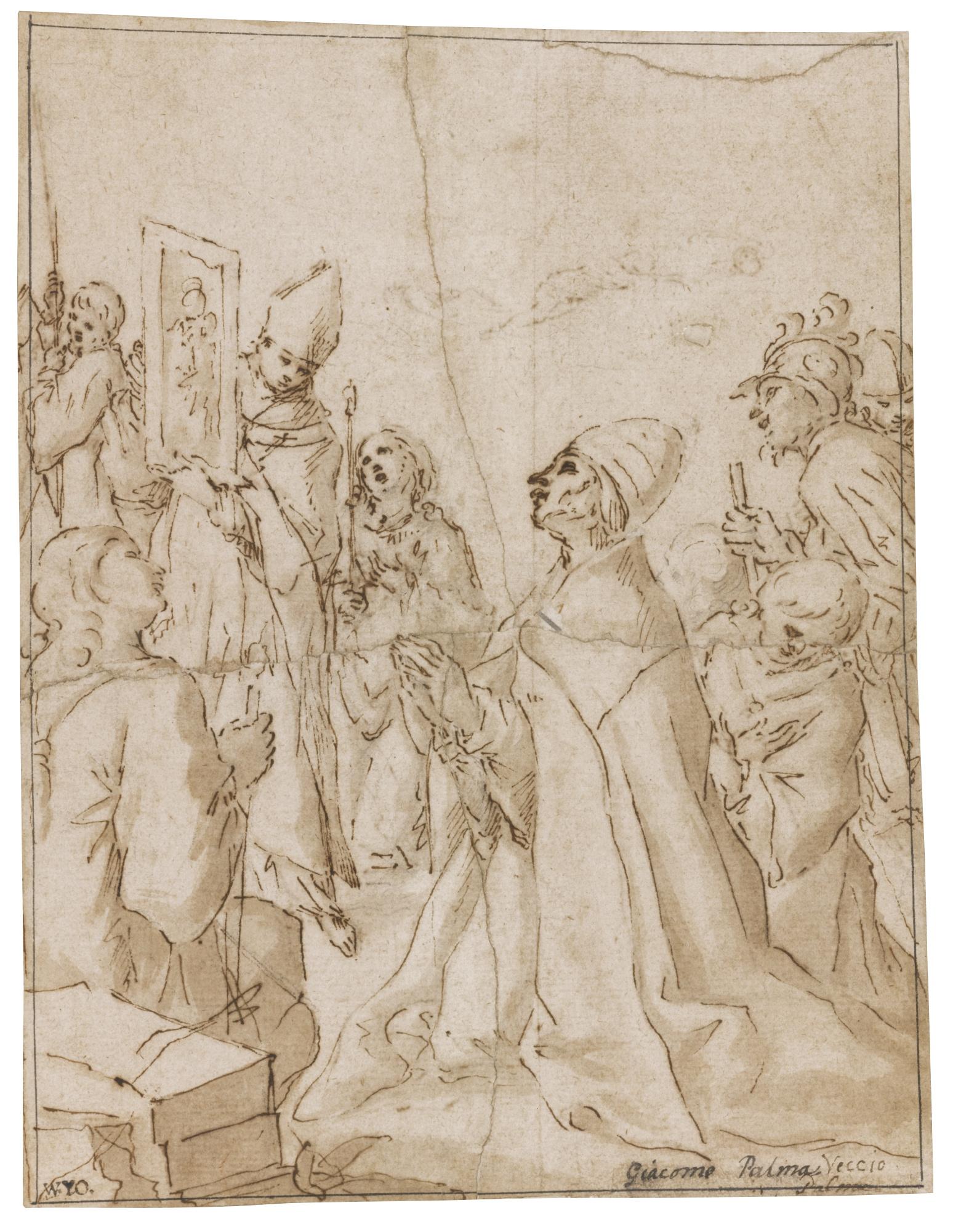 Giovanni Lanfranco - Pope Gregory Kneeling Before A Painting Of The Virgin