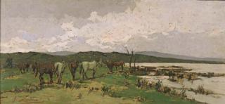 Giovanni Lomi - Maremma, Cavalli Al Pascolo