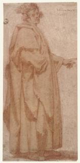 Giovanni Mannozzi da San Giovanni - A figure in a long cloak pointing to the left