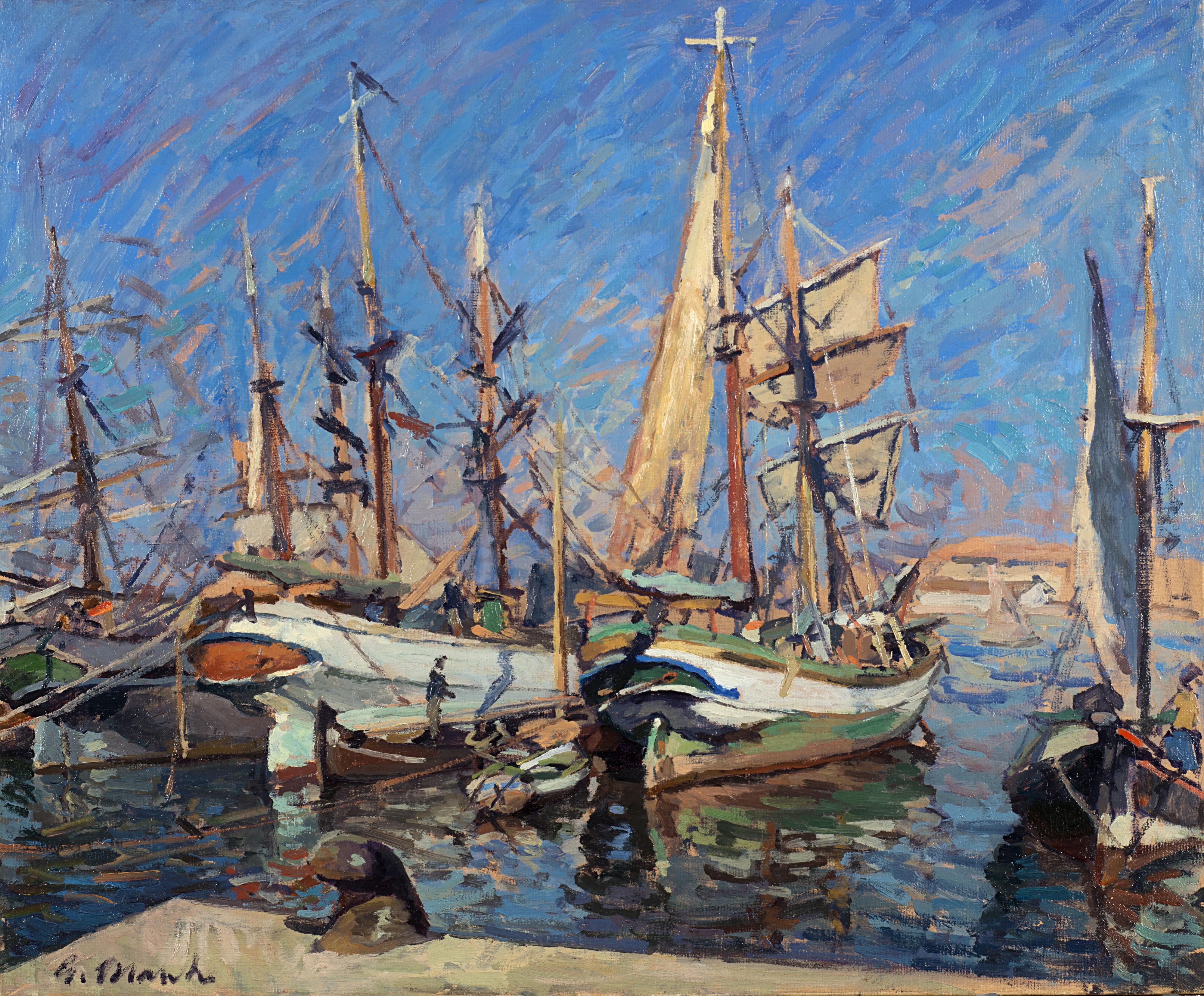 Giovanni March - Velieri nel porto di Livorno