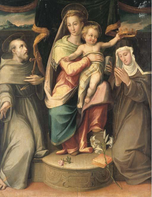 Giovanni Maria Butteri - The Madonna and Child with Saints Francis and Clare