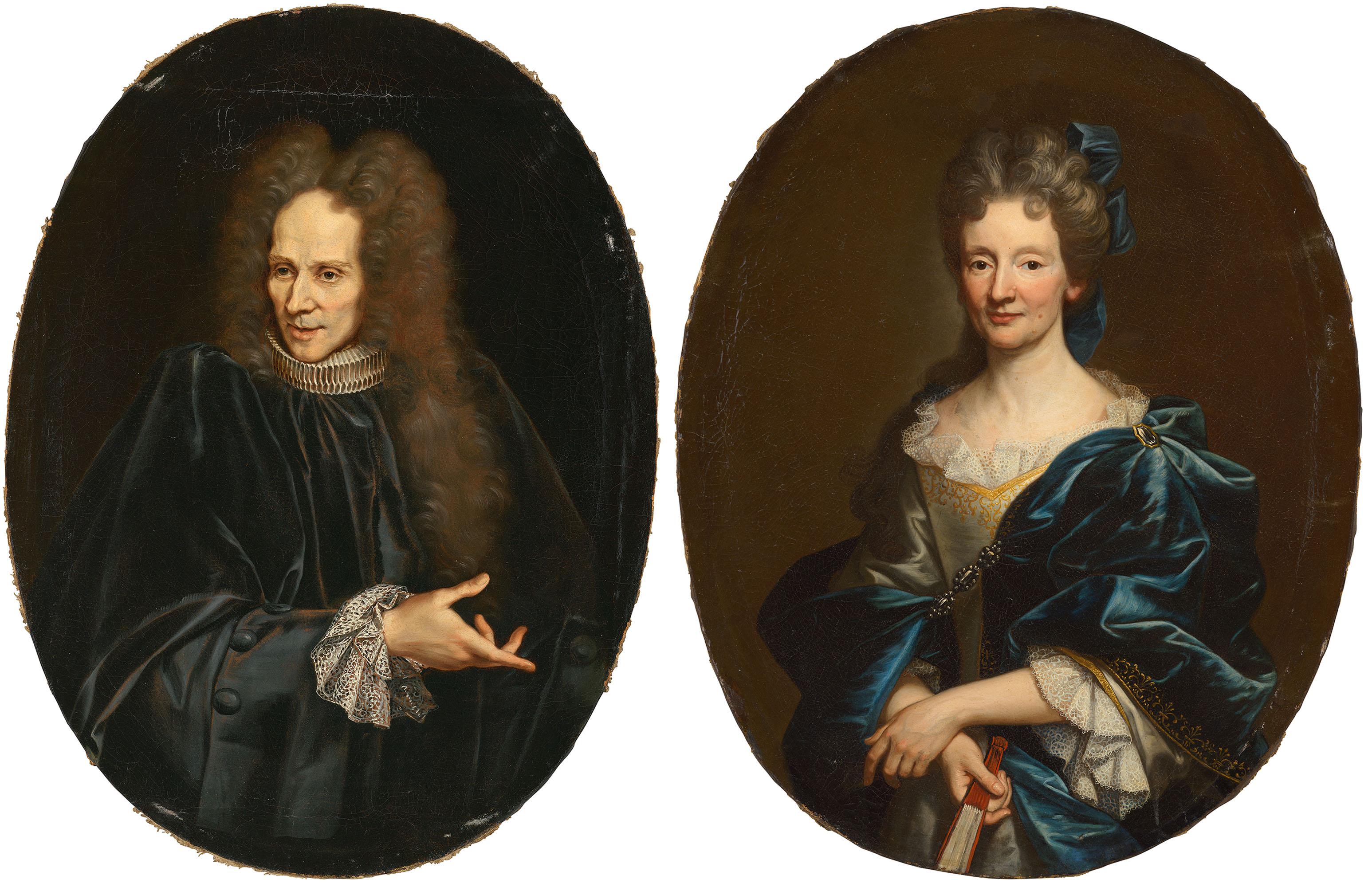 Giovanni Maria Della Piane - Portrait Of A Lady, Half-Length, In A Blue Dress; And Portrait Of A Gentleman, Half-Length, In A Black Coat And Cartwheel Ruff