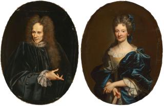 Giovanni Maria Della Piane - Portrait Of A Lady, Half-Length, In A Blue Dress; And Portrait Of A Gentleman, Half-Length, In A Black Coat And Cartwheel Ruff