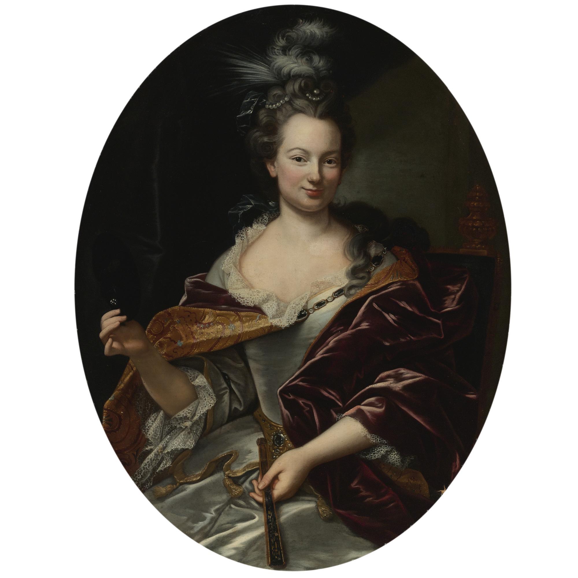 Giovanni Maria delle Piane - Portrait Of A Lady, Holding A Fan And A Domino Mask