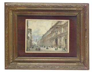 Giovanni Migliara - A View In Milan, With La Cà Granda In The Foreground