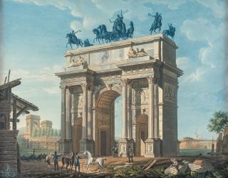 Giovanni Migliara - Arco della Pace con l’Arena sullo sfondo